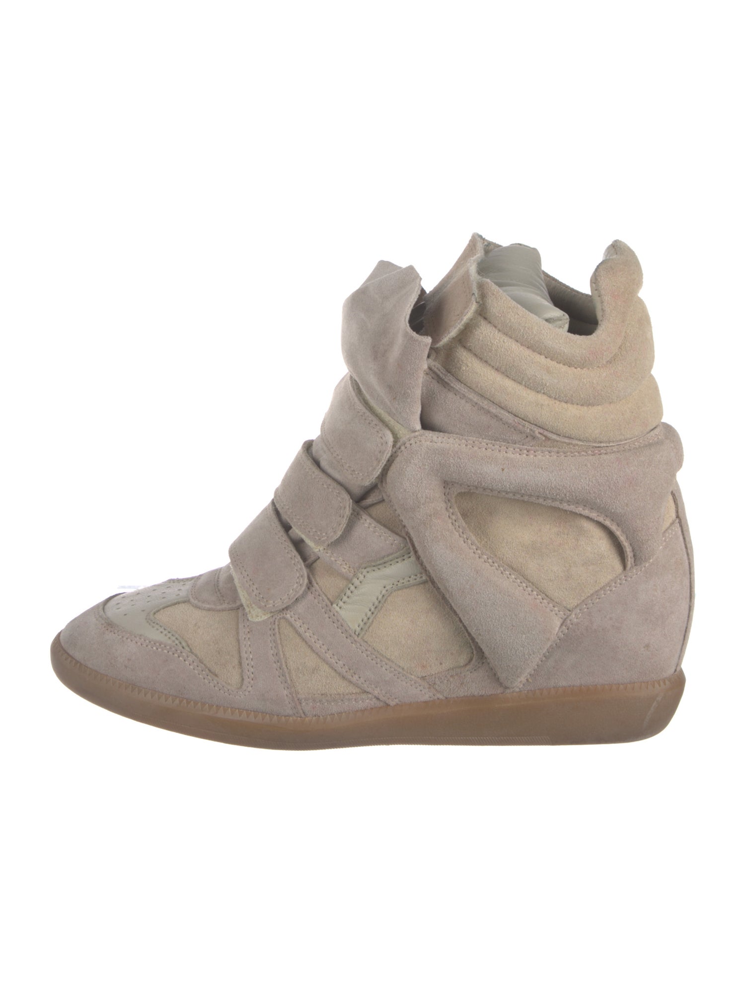 Isabel Marant Suede Colorblock Pattern Wedge Sneakers