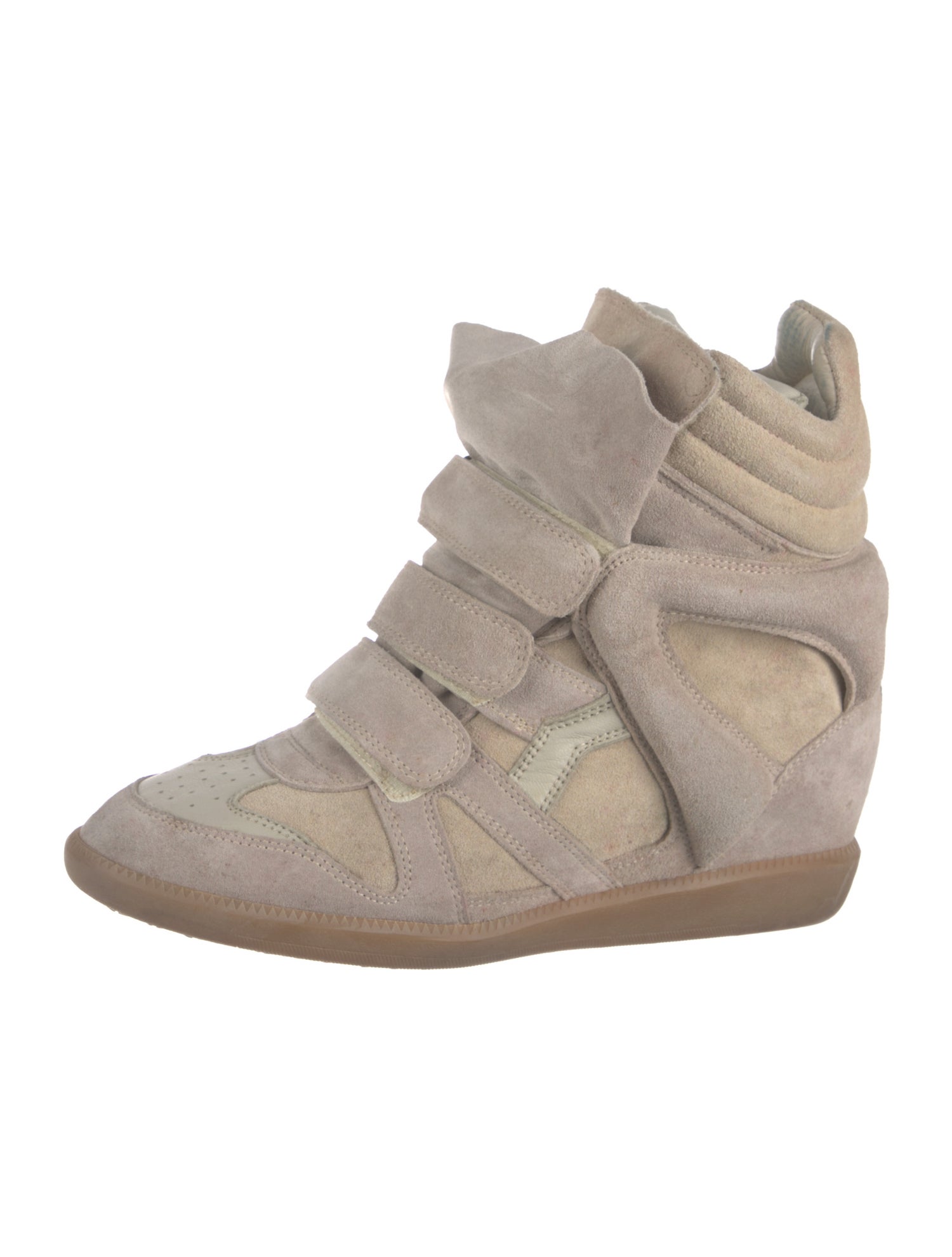 Isabel Marant Suede Colorblock Pattern Wedge Sneakers