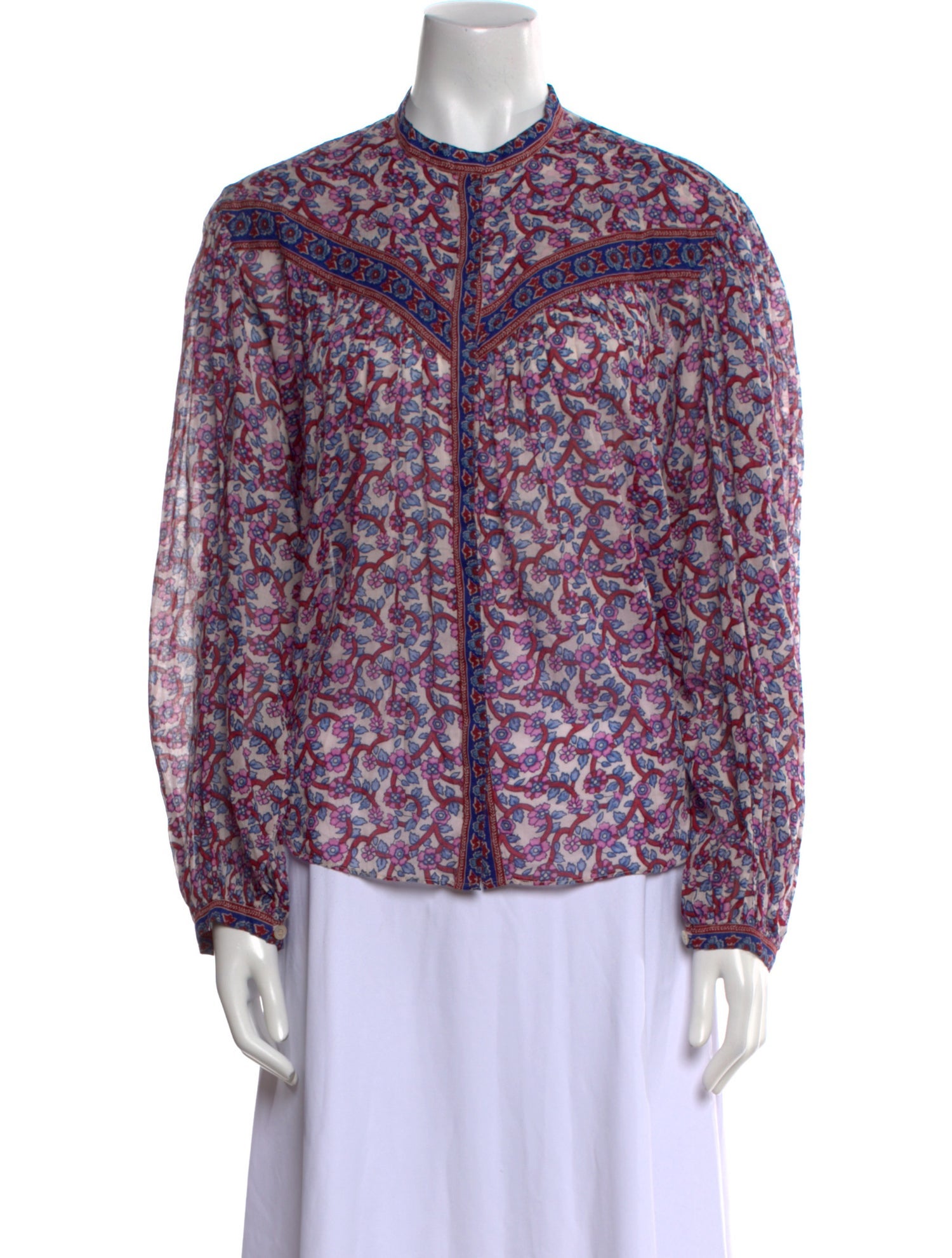 Isabel Marant Floral Print Mock Neck Top