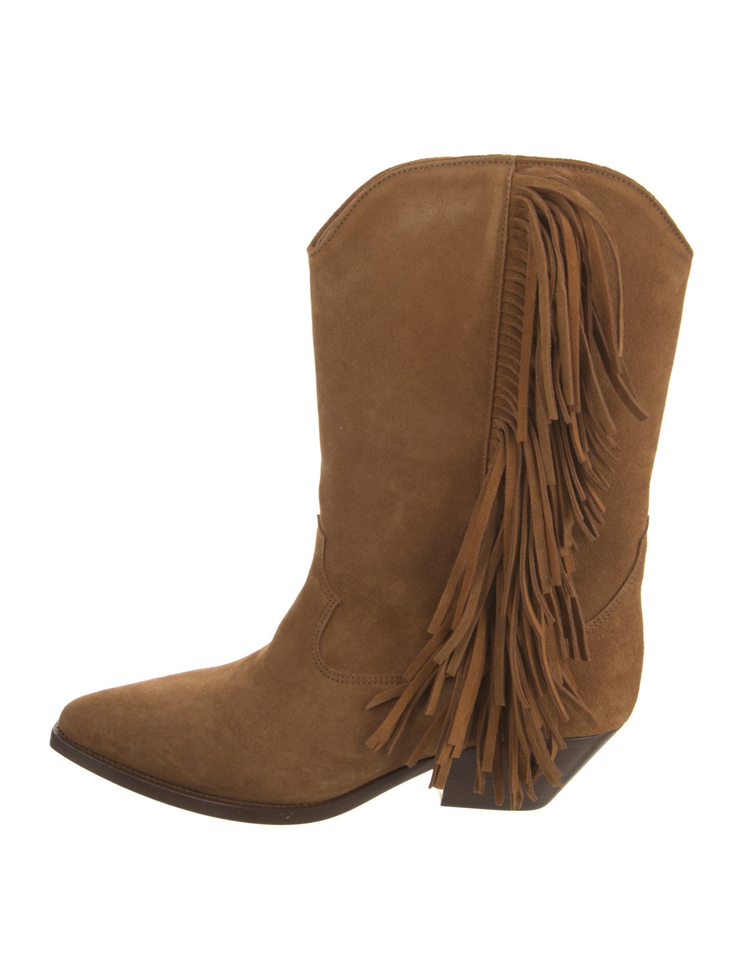 Isabel Marant Suede Fringe Trim Accent Western Boots w/ Tags