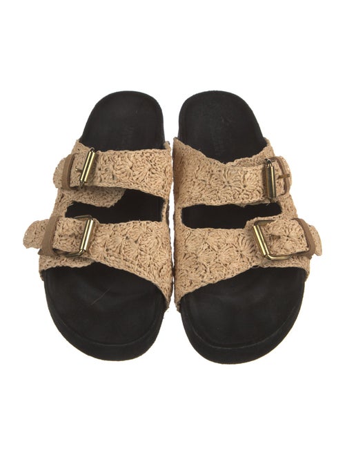 Isabel Marant Raffia Colorblock Pattern Slides