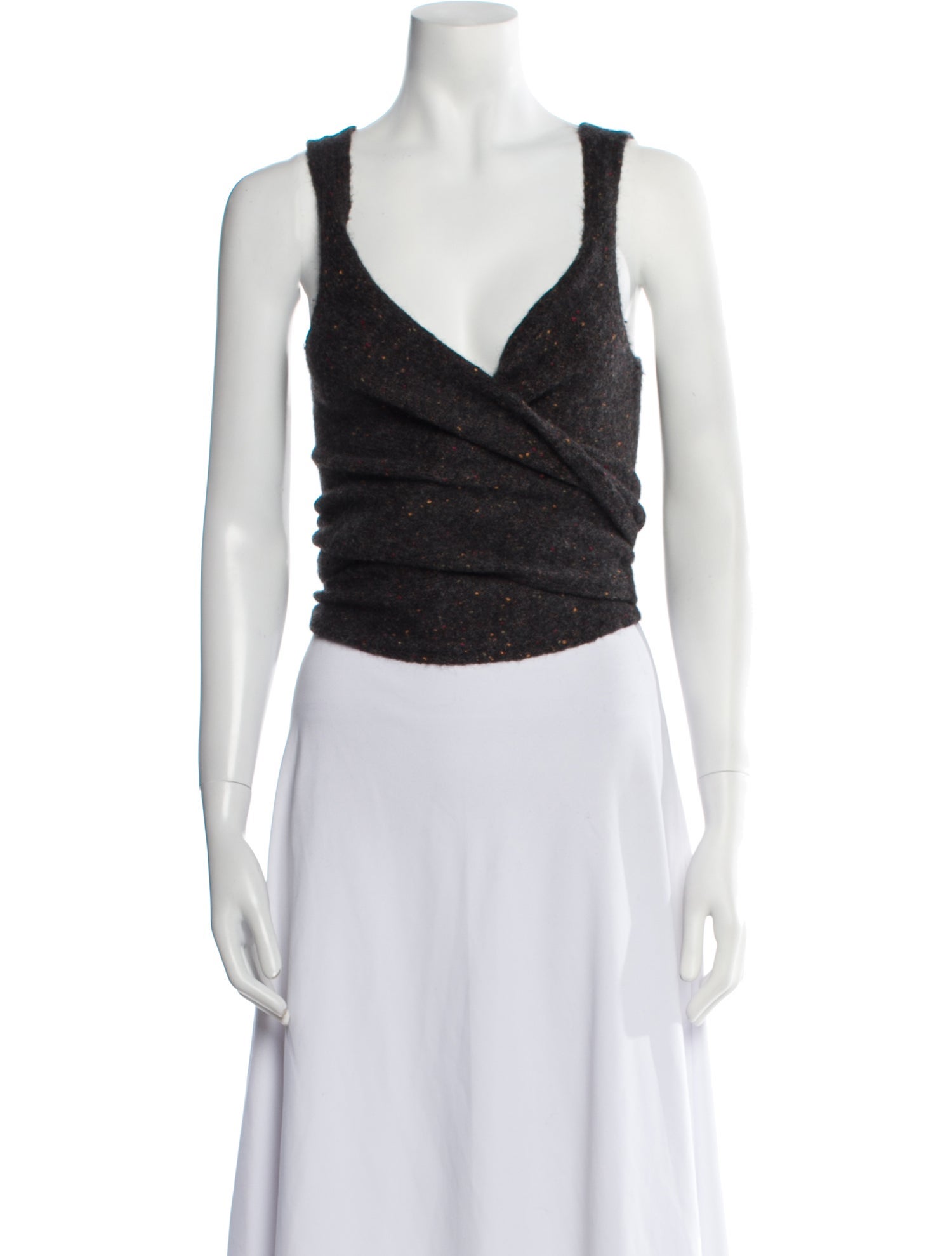 Isabel Marant Leather V-Neck Crop Top