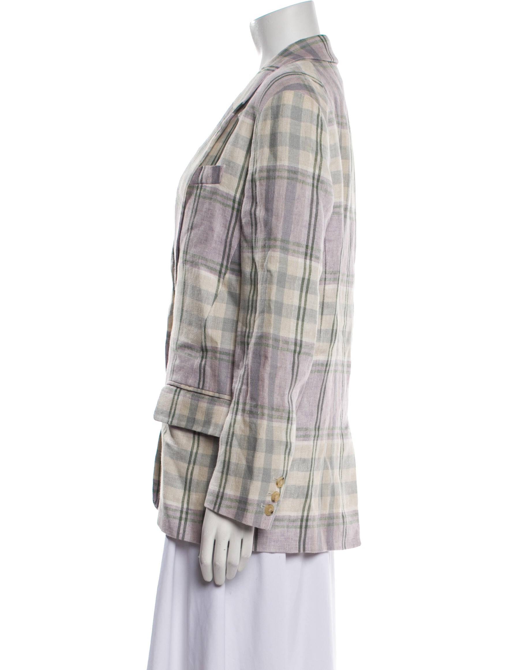 Étoile Isabel Marant Linen Plaid Print Blazer