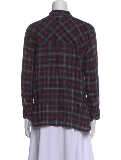 Isabel Marant Wool Plaid Print Button-Up Top