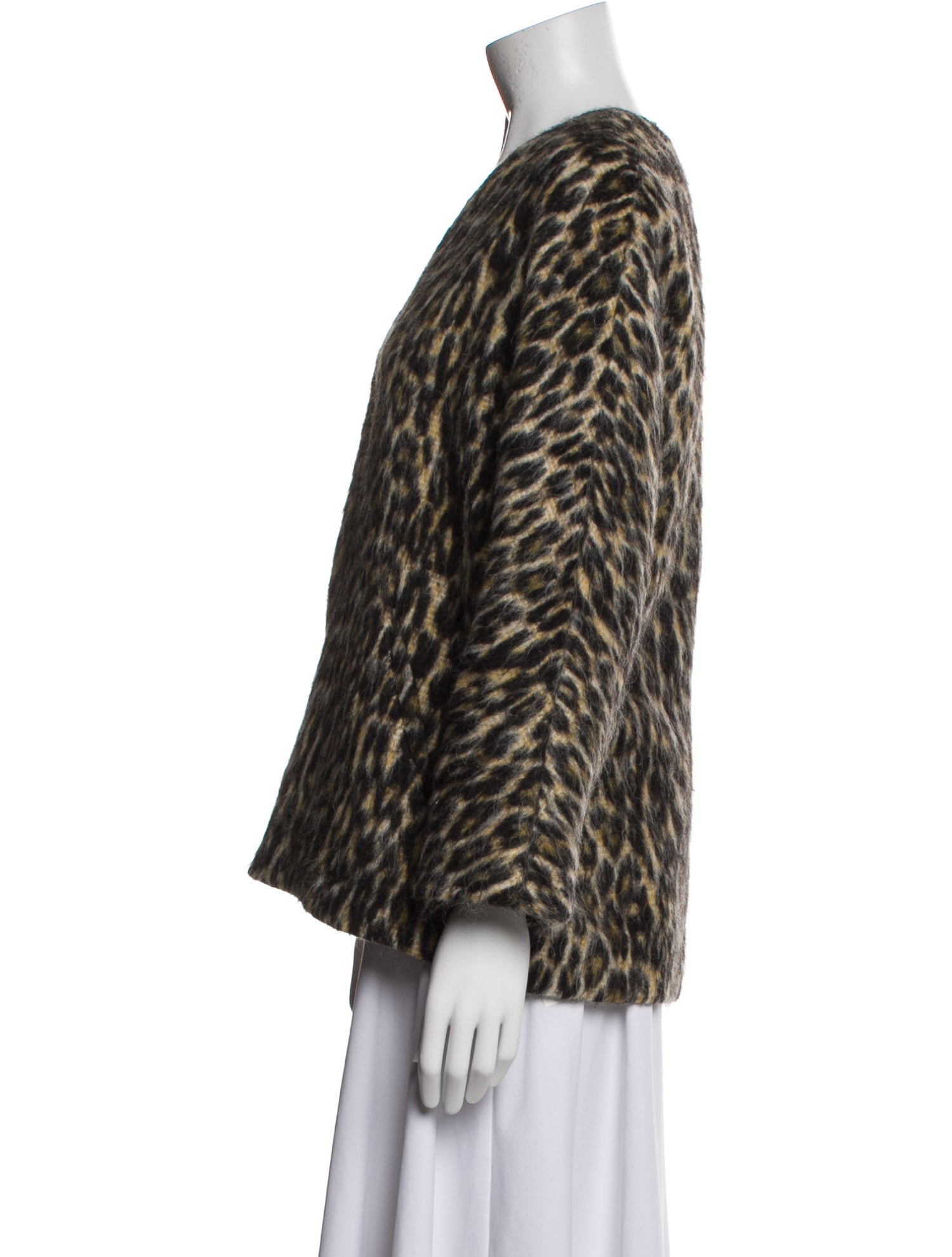 Isabel Marant Virgin Wool Animal Print Faux Fur Jacket