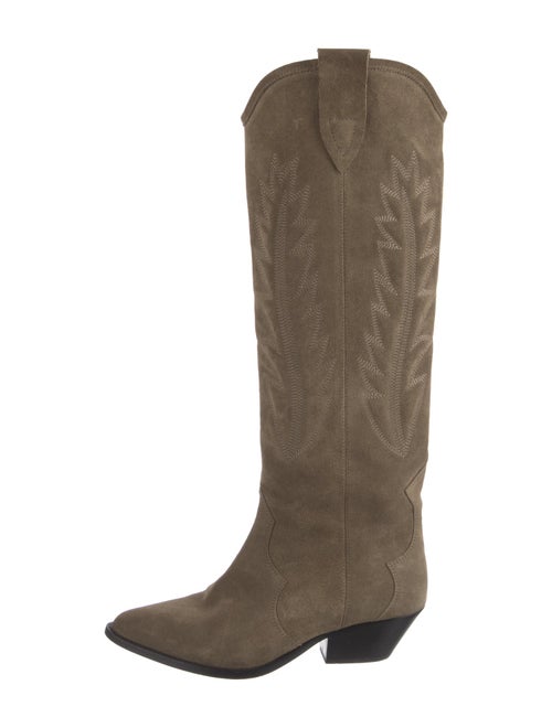 Isabel Marant Suede Embroidered Accent Riding Boots