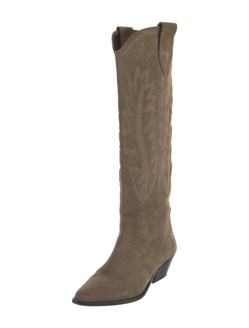 Isabel Marant Suede Embroidered Accent Riding Boots