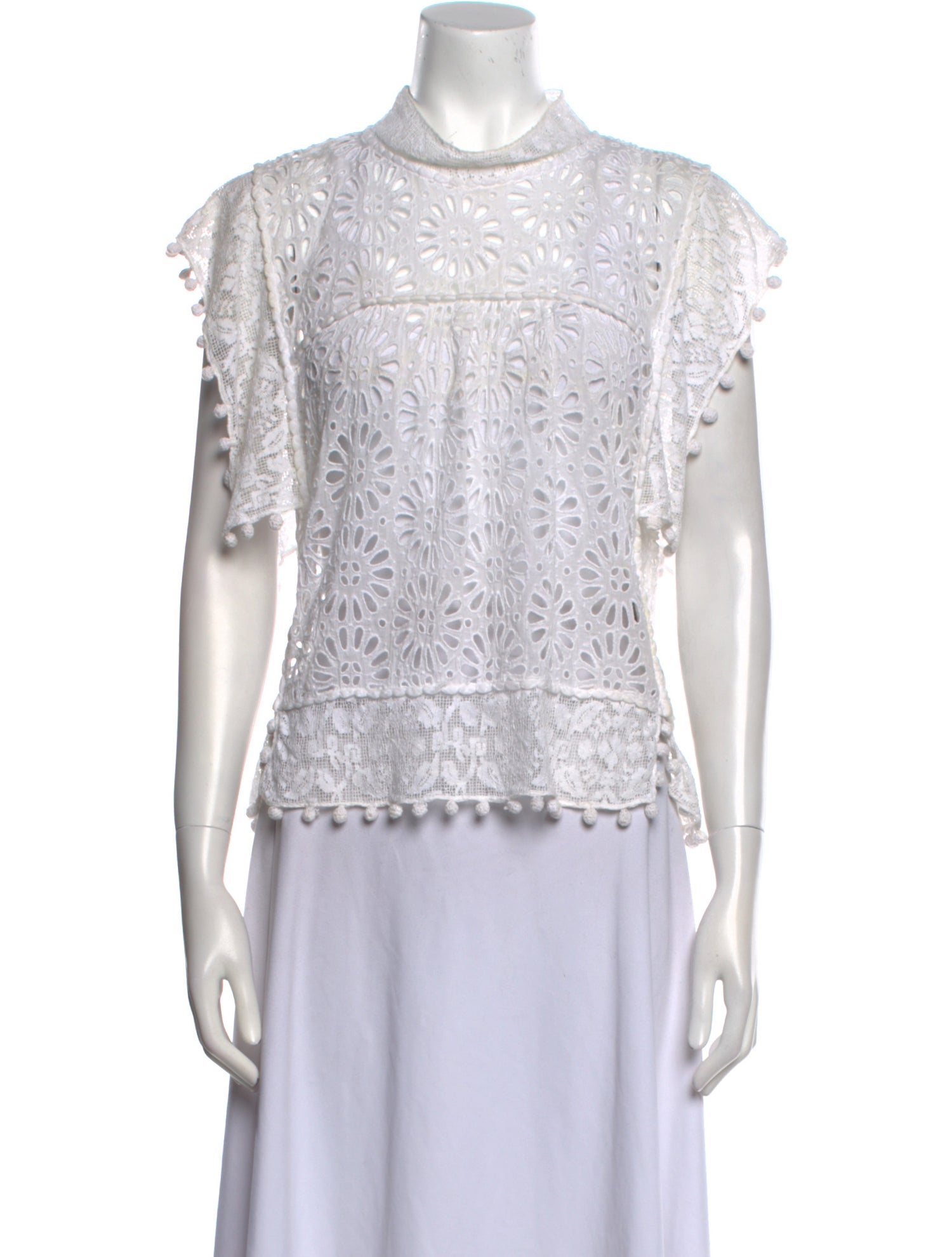 Isabel Marant Lace Pattern Mock Neck Top