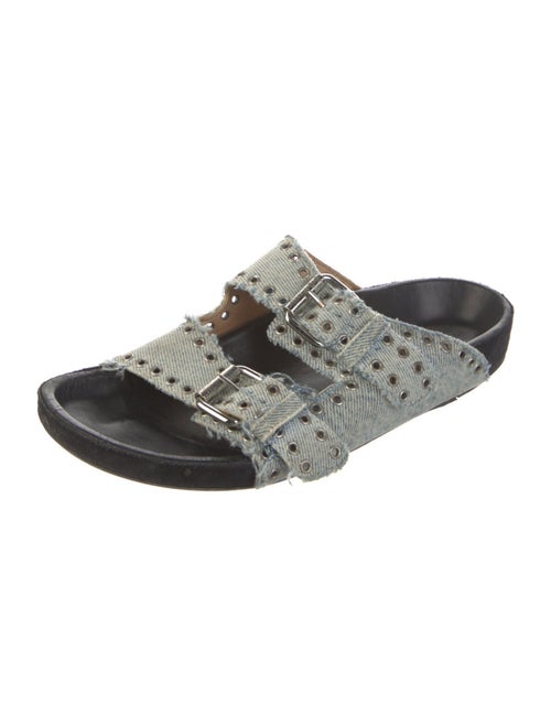 Isabel Marant Denim Raw-Edge Trim Slides