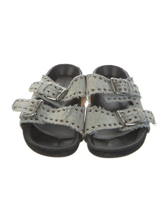 Isabel Marant Denim Raw-Edge Trim Slides