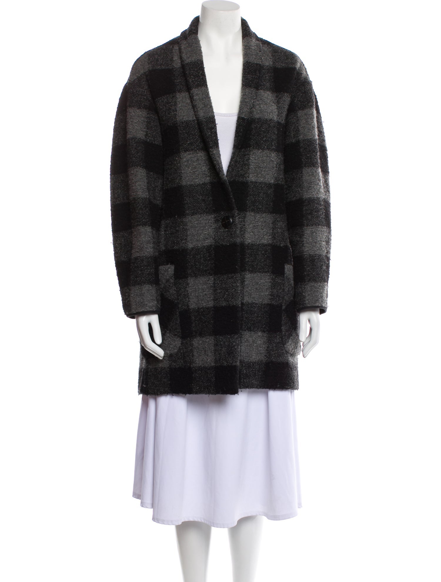 Isabel Marant Wool Plaid Print Coat