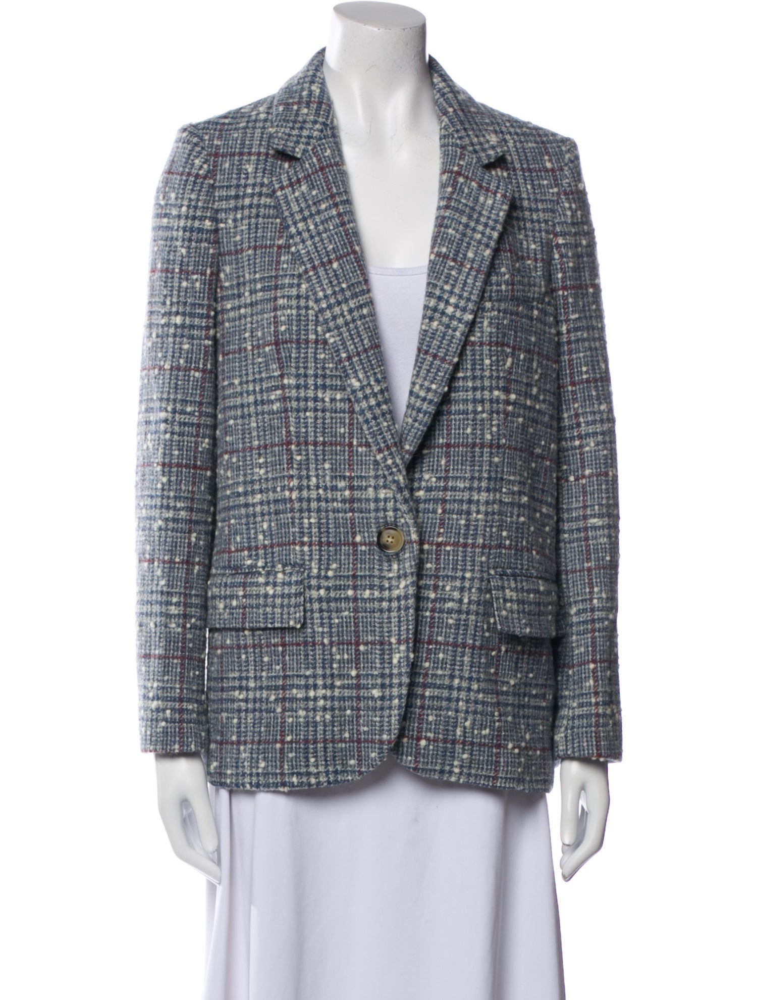 Isabel Marant Wool Plaid Print Blazer
