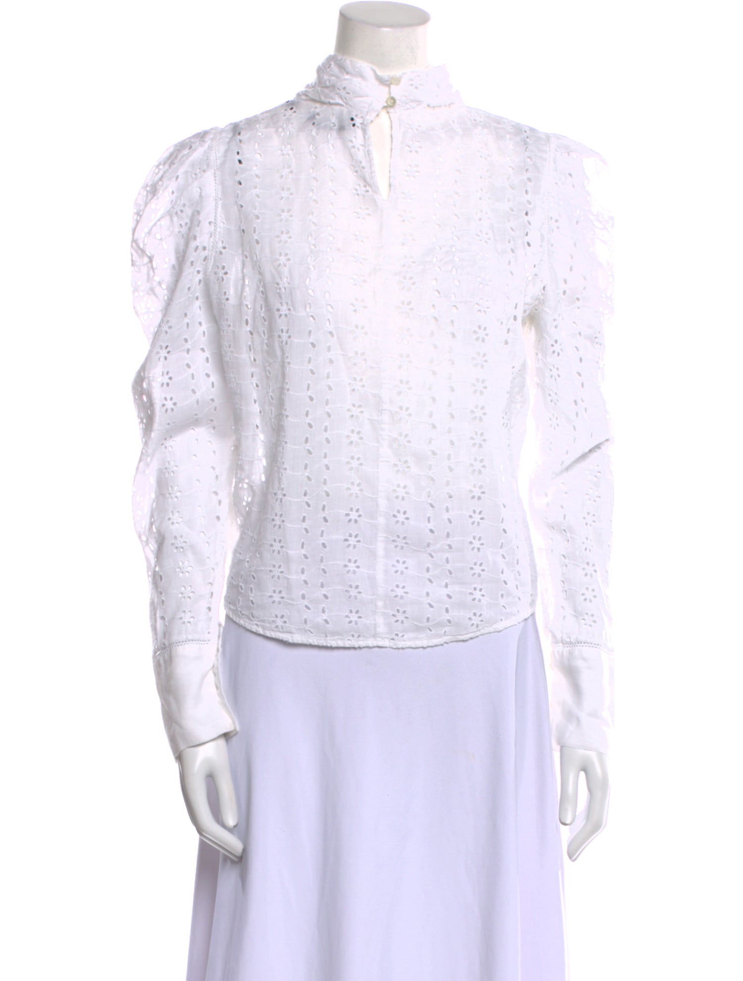 Isabel Marant Mock Neck Long Sleeve Button-Up Top