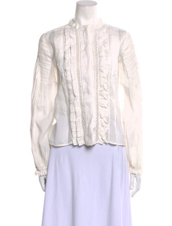 Isabel Marant Mock Neck Long Sleeve Button-Up Top