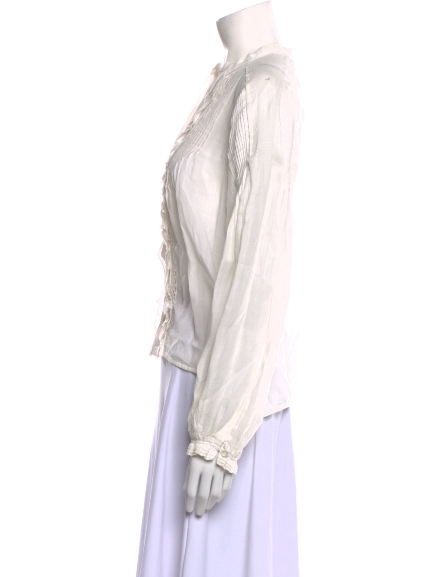 Isabel Marant Mock Neck Long Sleeve Button-Up Top