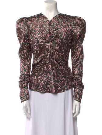 Isabel Marant Printed V-Neck Button-Up Top