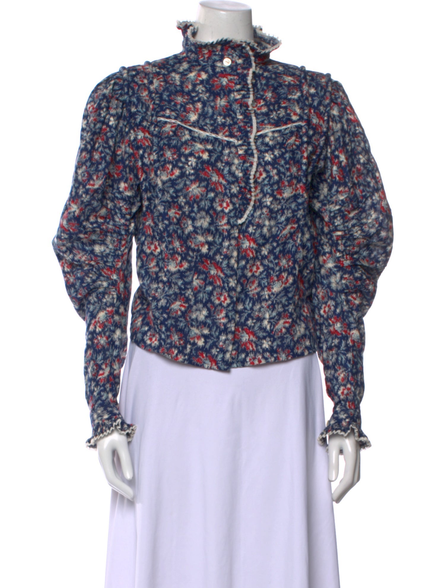 Isabel Marant Floral Print Mock Neck Blouse