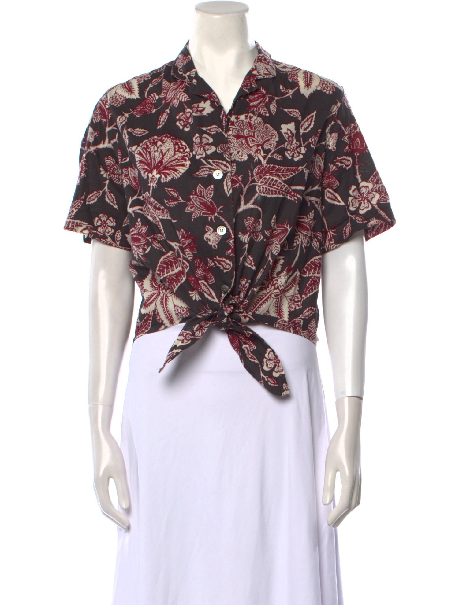 Isabel Marant Floral Print Short Sleeve Crop Top