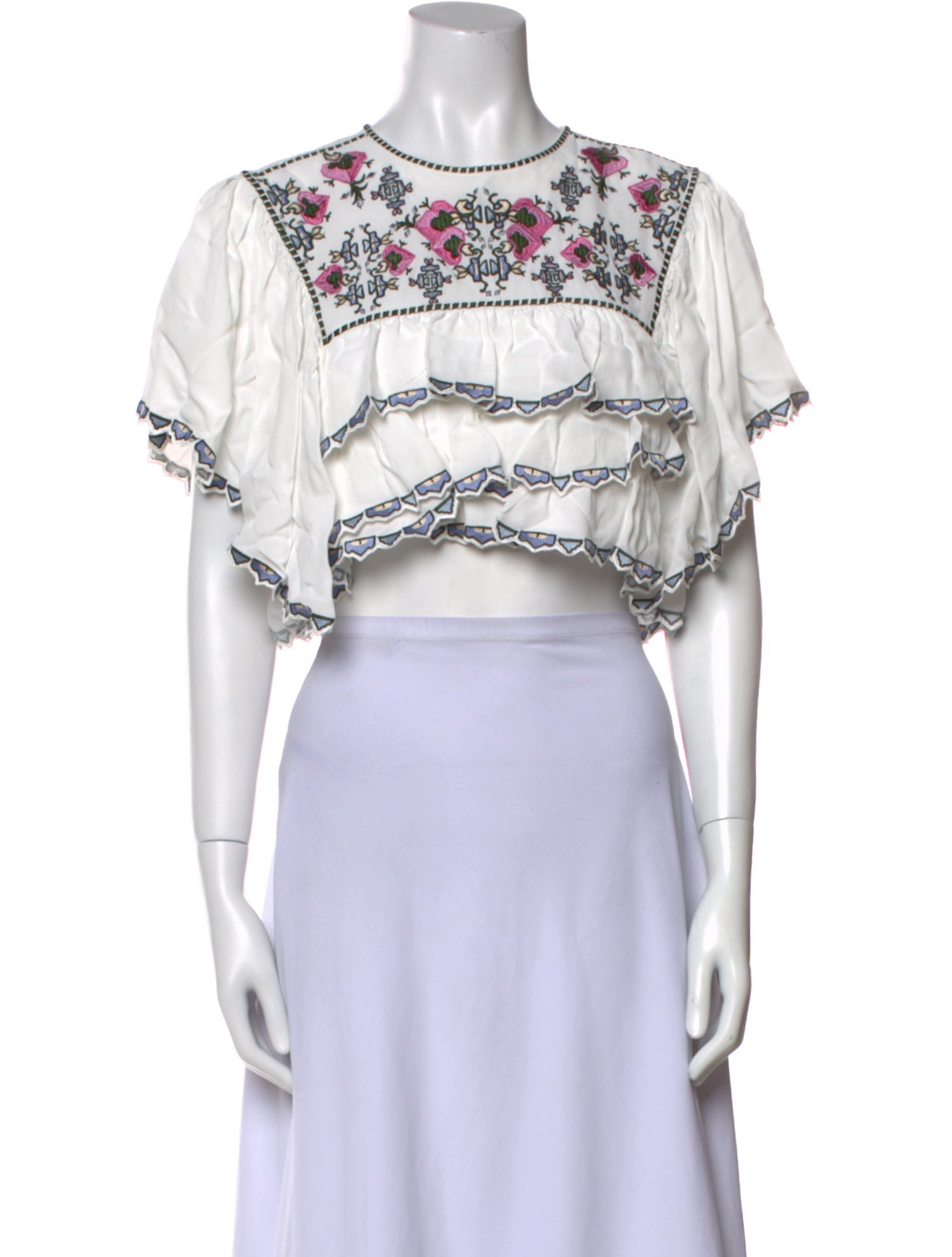 Isabel Marant Printed Crew Neck Crop Top