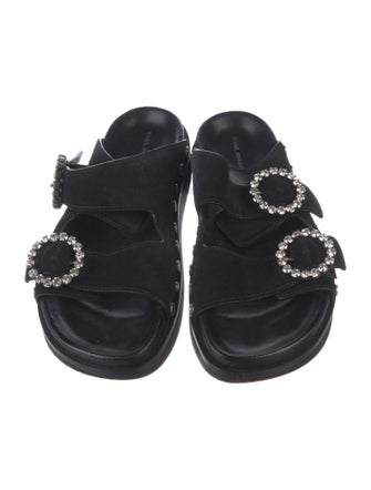 Isabel Marant Suede Crystal Embellishments Slides