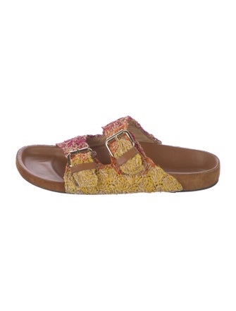 Isabel Marant Raffia Tweed Pattern Slides