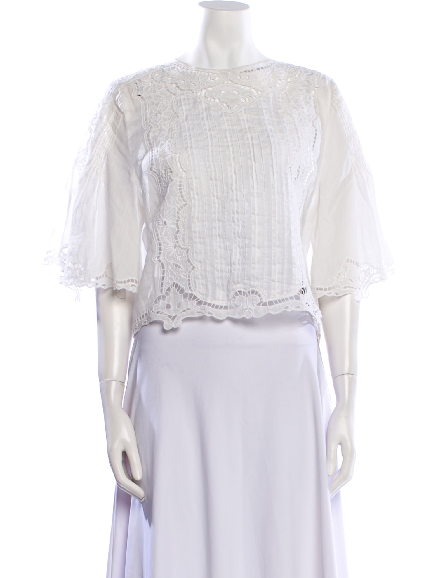 Isabel Marant Bateau Neckline Three-Quarter Sleeve Crop Top