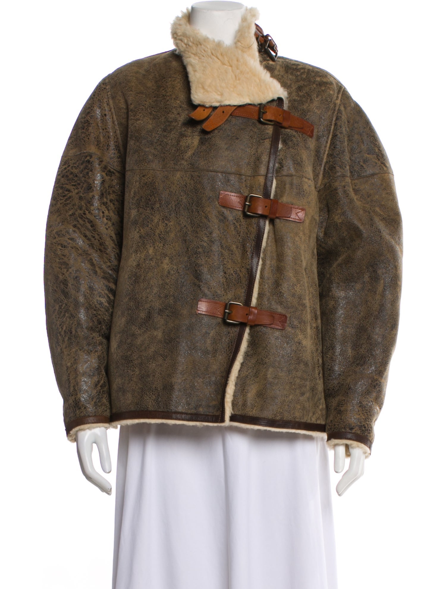 Isabel Marant Shearling Colorblock Pattern Fur Jacket