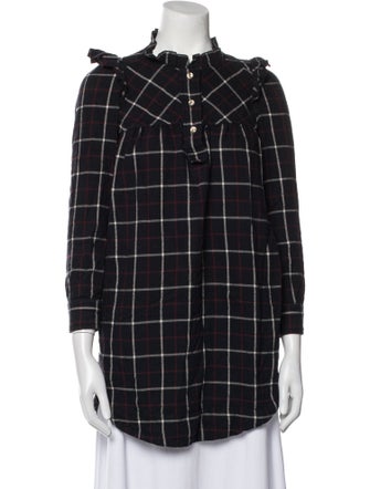 Isabel Marant Plaid Print Ruffle Embellishment Nightgown