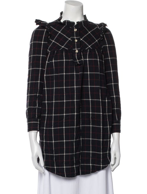 Isabel Marant Plaid Print Ruffle Embellishment Nightgown