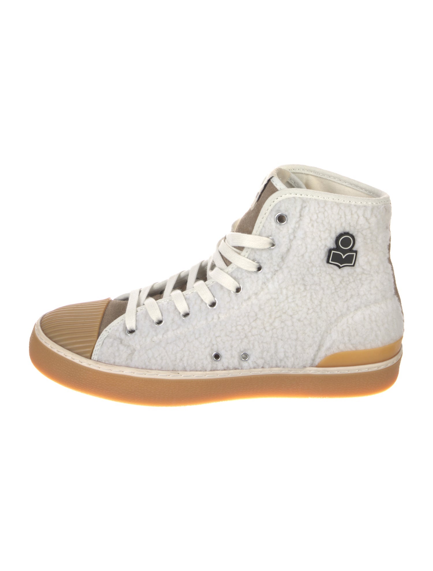 Isabel Marant Shearling Colorblock Pattern Sneakers