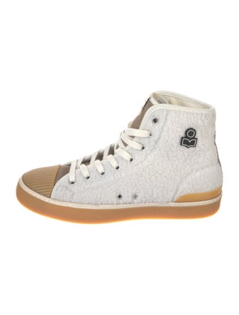 Isabel Marant Shearling Colorblock Pattern Sneakers