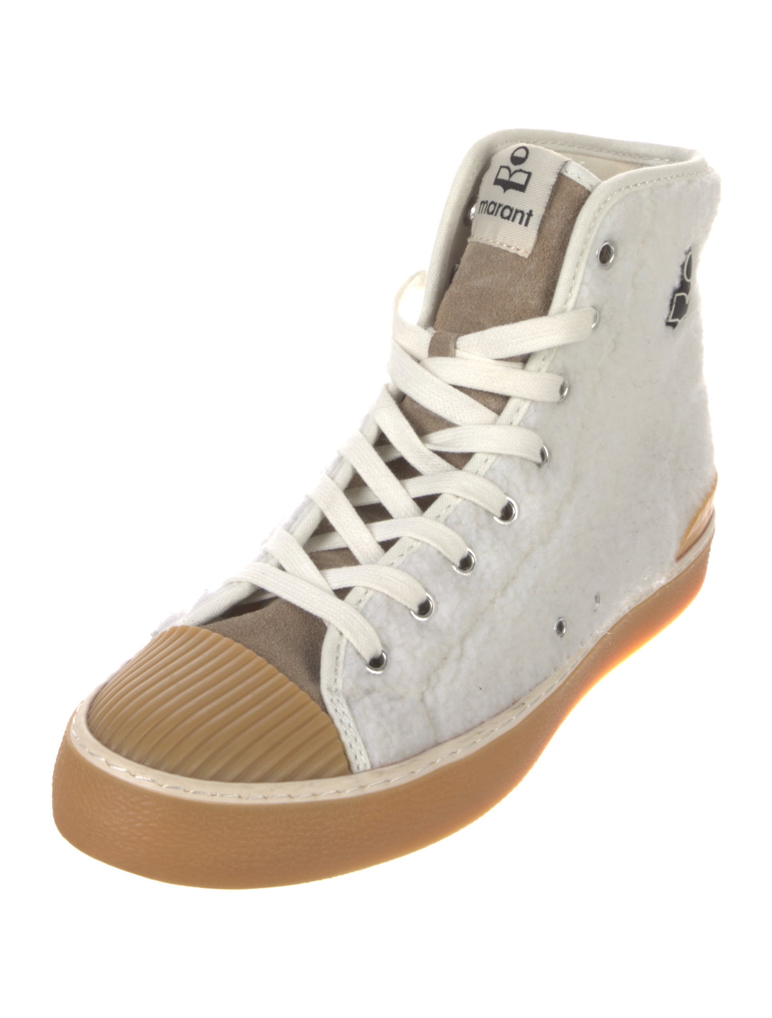 Isabel Marant Shearling Colorblock Pattern Sneakers