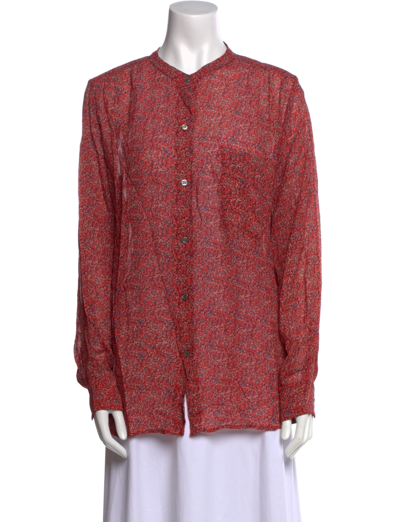 Isabel Marant Floral Print Crew Neck Button-Up Top
