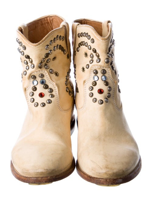 Isabel Marant Leather Crystal Embellishments Combat Boots