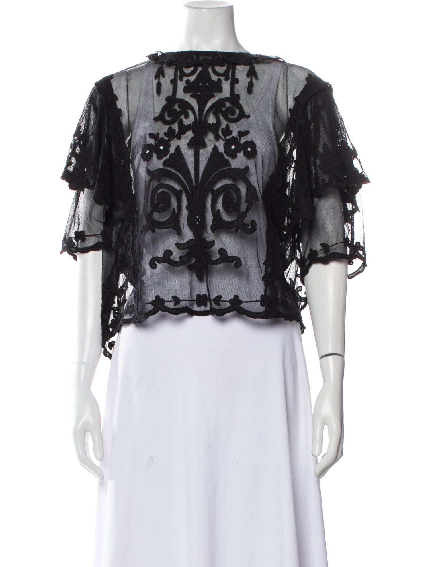 Isabel Marant Lace Pattern Off-The-Shoulder Crop Top