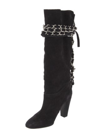 Isabel Marant Suede Chain-Link Accents Lace-Up Boots