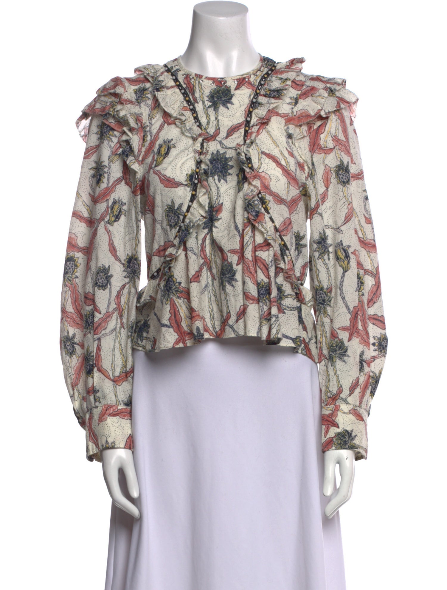 Isabel Marant Floral Print Crew Neck Crop Top