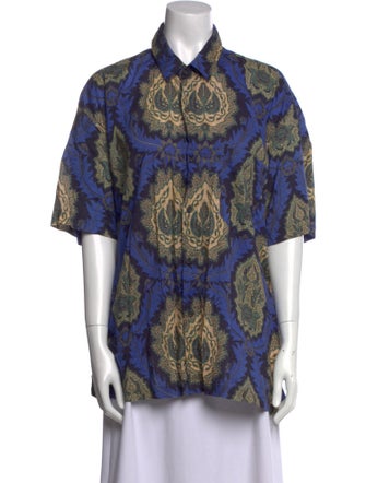 Isabel Marant Paisley Print Short Sleeve Button-Up Top