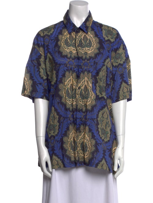Isabel Marant Paisley Print Short Sleeve Button-Up Top