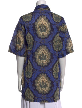 Isabel Marant Paisley Print Short Sleeve Button-Up Top