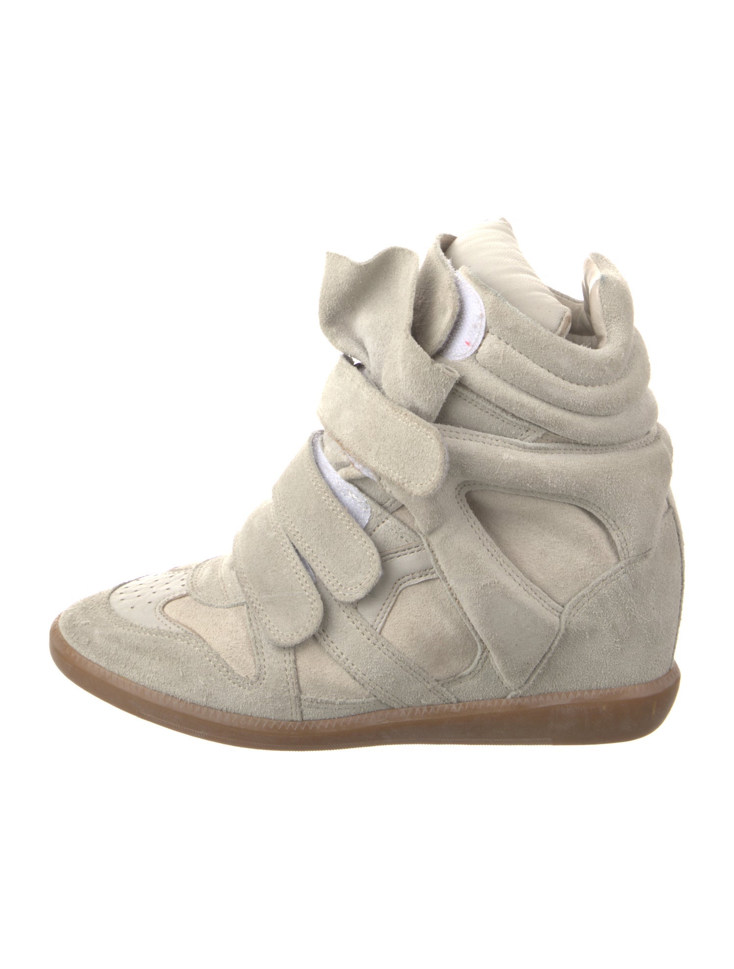 Isabel Marant Suede Leather Trim Embellishment Wedge Sneakers