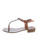 Isabel Marant Leather Crystal Embellishments T-Strap Sandals