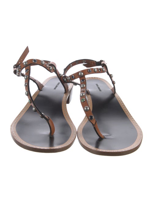 Isabel Marant Leather Crystal Embellishments T-Strap Sandals