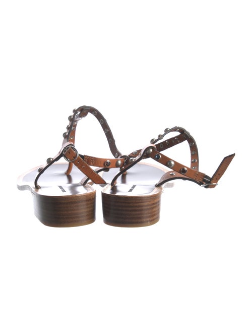 Isabel Marant Leather Crystal Embellishments T-Strap Sandals