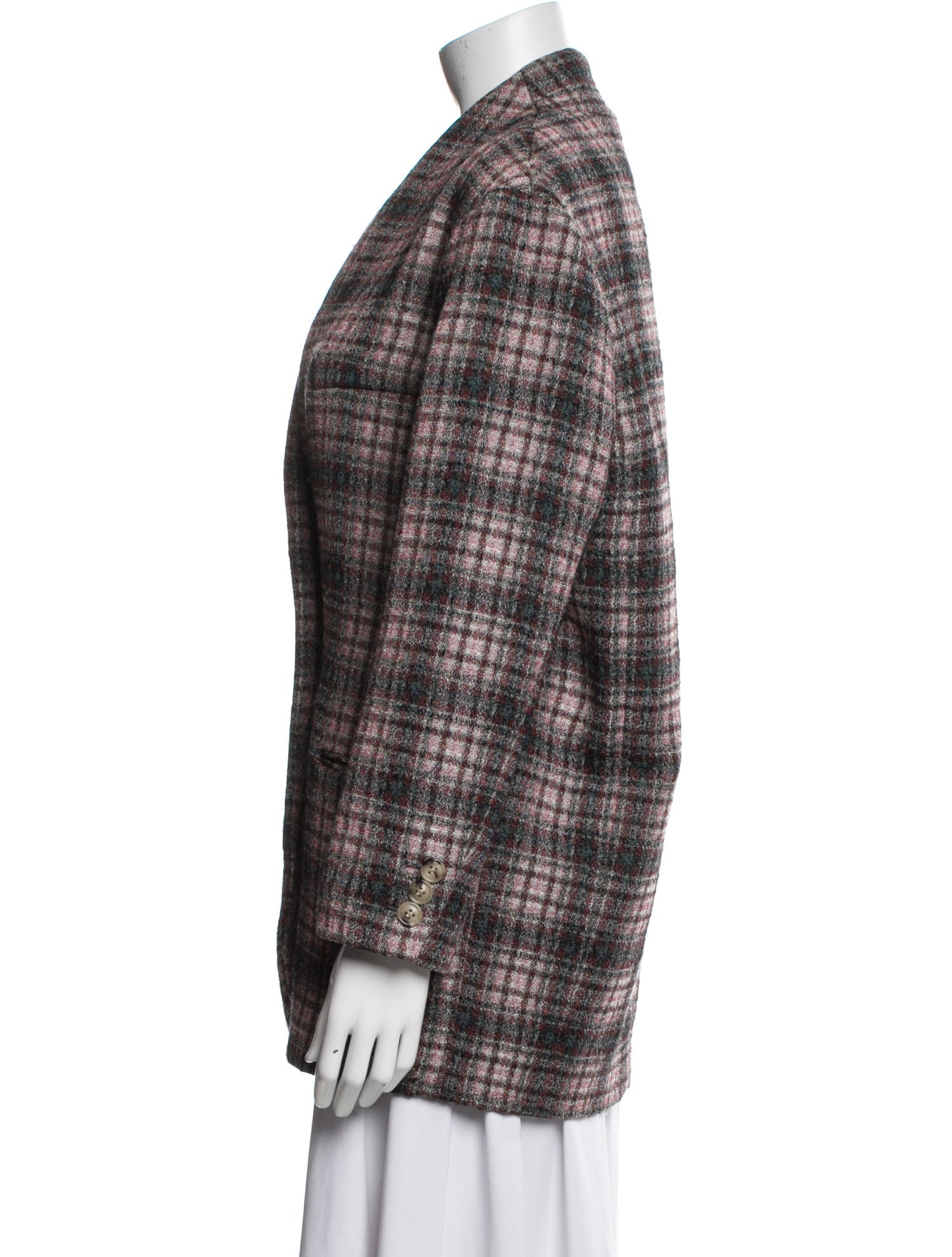 Isabel Marant Virgin Wool Plaid Print Blazer
