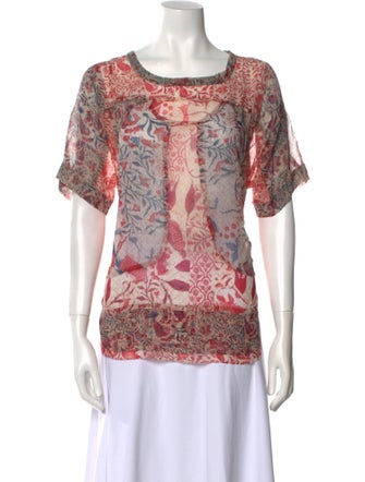 Isabel Marant Silk Paisley Print T-Shirt