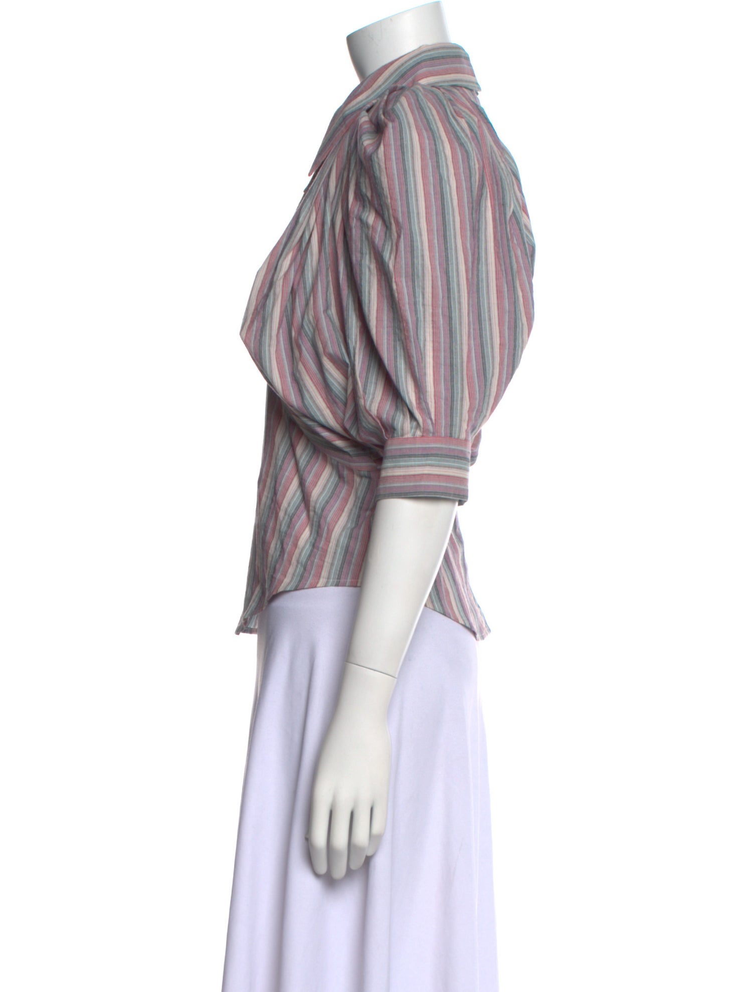 Isabel Marant Striped Three-Quarter Sleeve Button-Up Top
