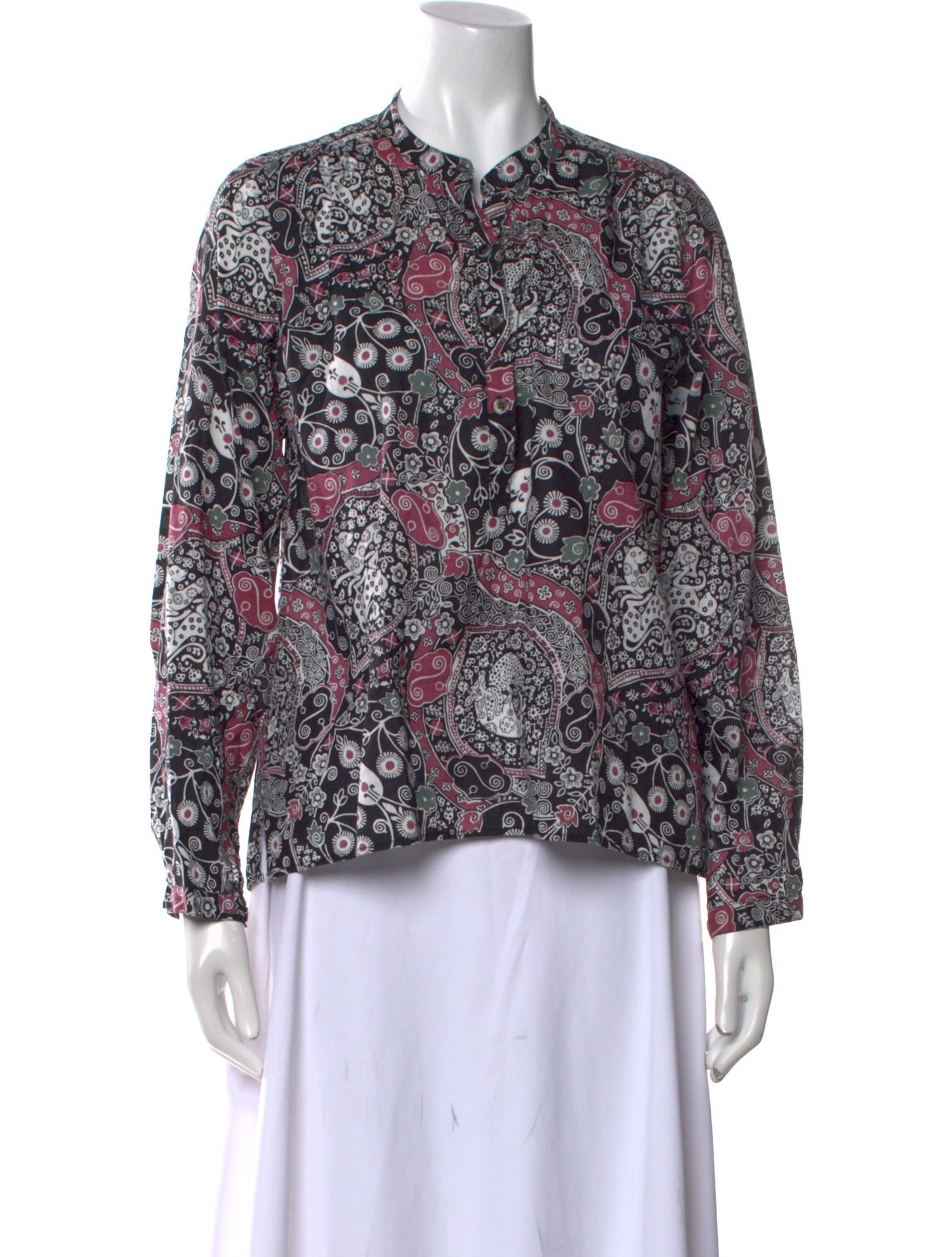 Isabel Marant Floral Print Mock Neck Blouse