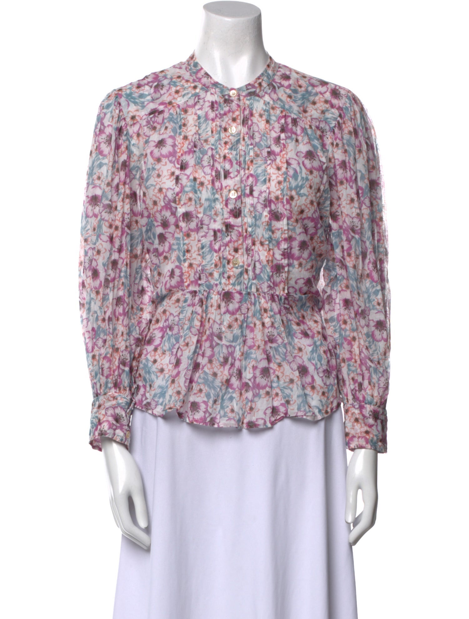 Isabel Marant Floral Print Mock Neck Blouse