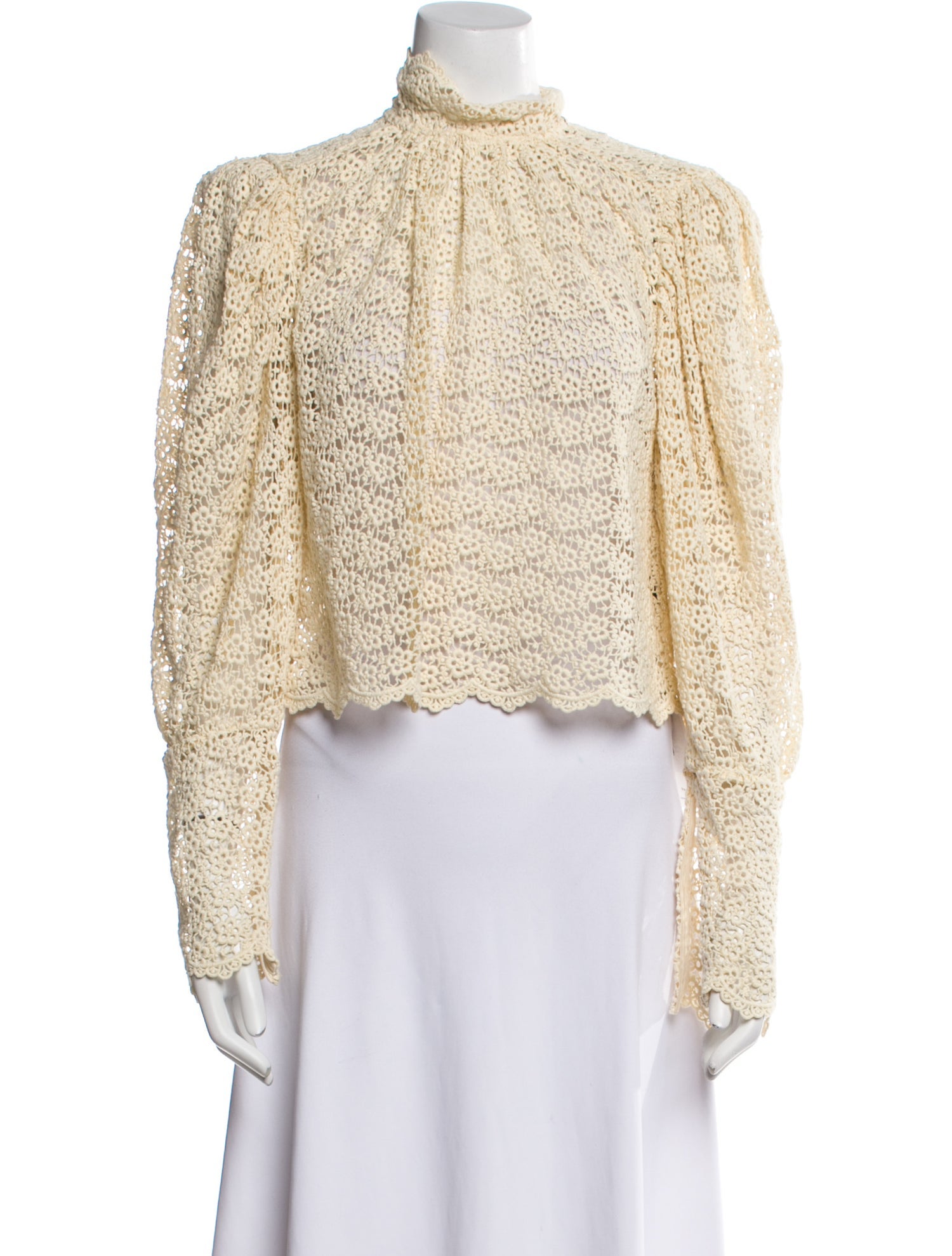 Isabel Marant Lace Pattern Mock Neck Crop Top